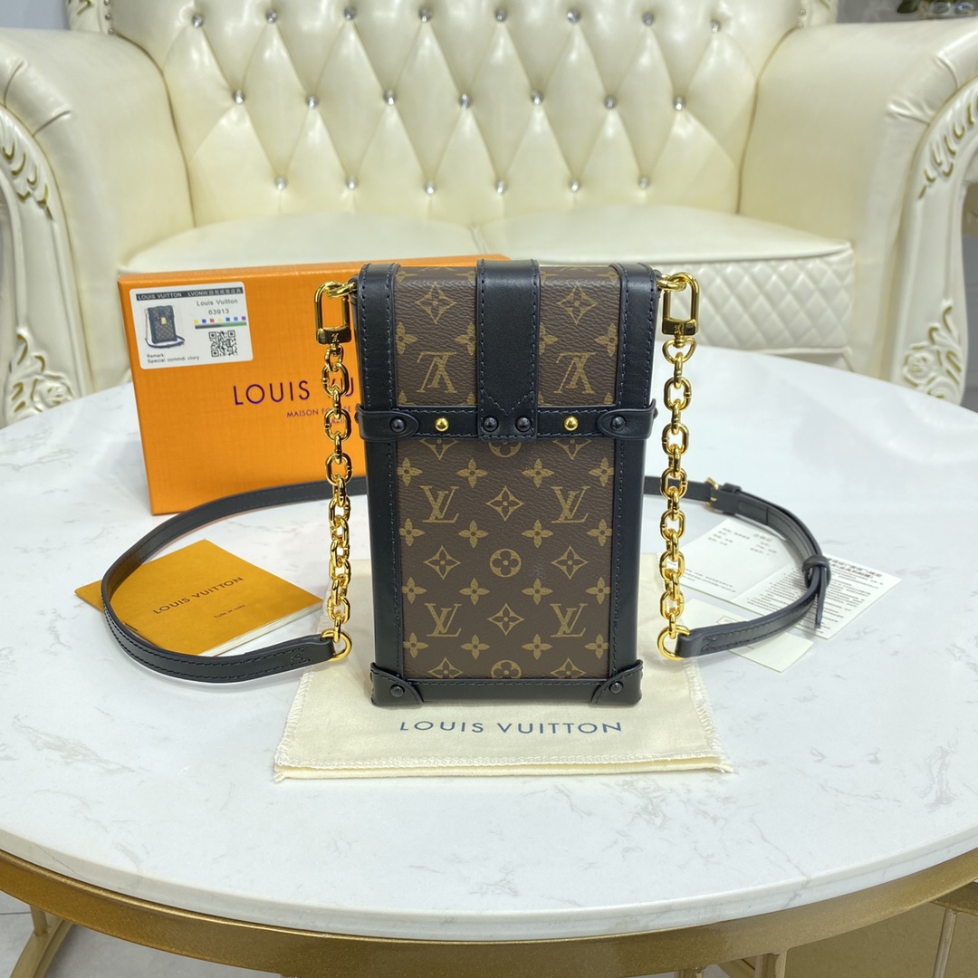 Louis Vuitton VERTICAL TRUNK POCHETTE Mini Bag Monogram M63913 Black 